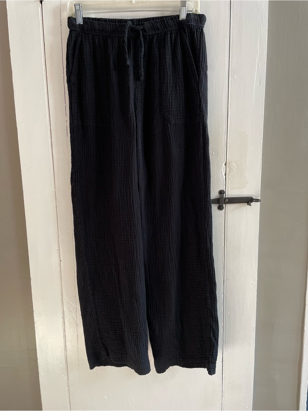 Splendid Black Womens Wide Leg Cotton Gauze Elastic Drawstring Pants Size M